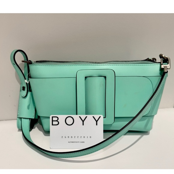 BOYY Buckle Pouchette Leather Small Clutch Shoulder Handbag Wristlet Tote NEW - Picture 4 of 11